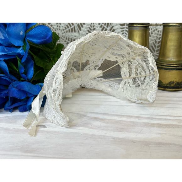 Vintage Bridal White Lace Calot Hat - Picture 8 of 9